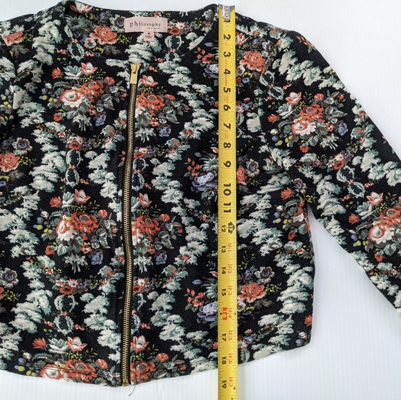 Philosophy Floral Blouse with Gold Zipper - Sz. Medium - Picture 13 of 13